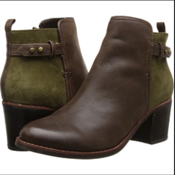 Sperry Ambrose Two Tone Block Heel Green/Brown Booties 9.5 Preppy Classic Casual - Picture 14 of 14
